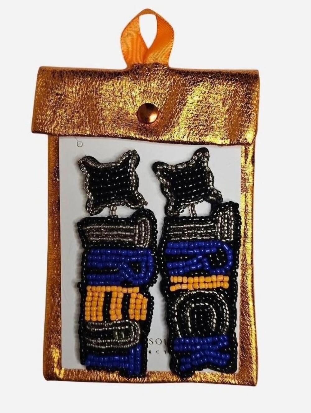 Simply Southern Trick or Treat earrings with blue, black, & orange beaded design